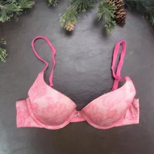 Victoria's Secret Bra 32B Pink Lace Padded Underwire Adjustable Clasp Back - Picture 1 of 11