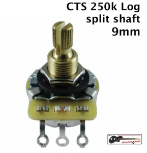 Potentiometer CTS 250k Split Shaft 9mm - Log - für Gitarren - Bild 1 von 2