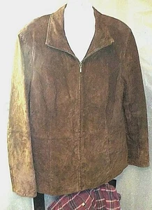 Ihre COLDWATER CREEK "PM" Wildlederjacke, neu gereinigt; braun mit Reißverschluss, schön - Bild 1 von 5