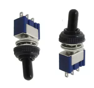 2Pcs 125V 6A ON/OFF/ON 3 Position SPDT Toggle Switch w Waterproof Cover Cap NEW - Picture 1 of 1