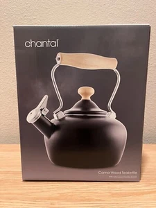 Chantal Carina Kettle 1.8 Quart Matte Black Wood Handle Whistle Tea Kettle - NEW - Picture 1 of 13