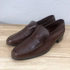 Zapatos Bally Mocasines Dorado De Colección Para Hombres 9 Cuero Marrón Sin Cordones Suiza - Imagen 1 de 15