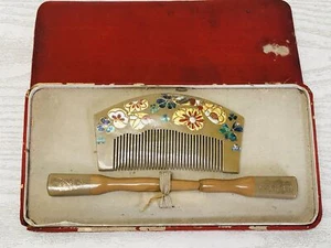 Y3383 KOUGAI  Makie Comb Hairpin hair dressing tools box Japan kimono accessory - Picture 1 of 12