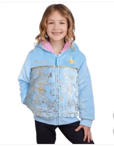 Disney Princess Kids’ Plush Hoodie Jacket Blue Size 5 NWT - Picture 1 of 7