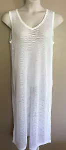 WOMEN'S SIZE L WHITE CROCHET SWIMSUIT SLEEVELESS COVERUP-CARACILIA - Picture 1 of 5
