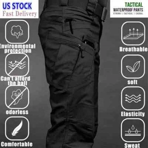 Men's Work Cargo Pants Tactical Combat Pants Outdoor Hiking Waterproof Trousers - Picture 1 of 31
