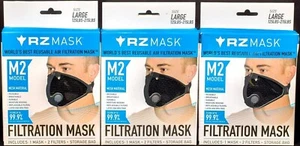 RZ Mask M2 Air Filtration Large BLK Dust Woodworking Allergies Reusable 3-Pack - Picture 1 of 3