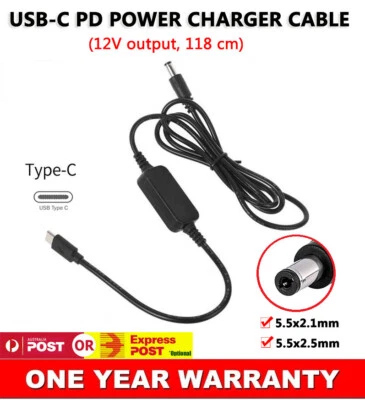 USB Type-C to 12V DC 5.5mm*2.5mm 5.5mm*2.1mm Adapter Cable USB-C PD Charger Cord - Image 1 of 4