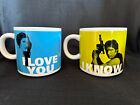 Star Wars “I Love You”  “I Know” Hallmark Coffee Mugs Set Princess Leia Han Solo