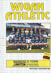 Football Programme WIGAN ATHLETIC v MANSFIELD TOWN Aug 1990 - Picture 1 of 1