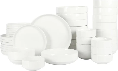 Rothernberg Stackable 40 Piece, Service for 8, White Porcelain Plates & Bowls Se - Image 1 of 4