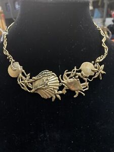 Artisan Made Sea Life Brass Ocean Necklace 17”