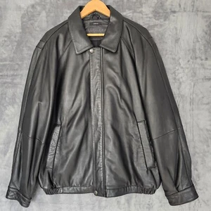 Claiborne Lambskin Leather Jacket Mens Large Raglan Sleeve Black Lined Excellent - Picture 1 of 10