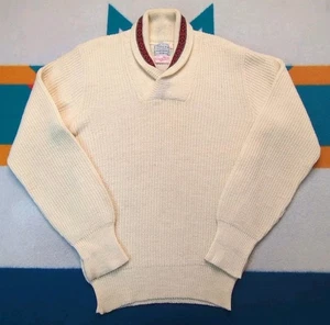 Suéter Vintage Ropa Deportiva Fina Cuello Chal Rockabilly Años 50 EE. UU. Lana Grande - Imagen 1 de 7
