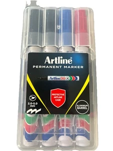 Artline 90 Permanent Marker Chisel Assorted H/Case Pk4 Assorted 109076HC - Picture 1 of 1