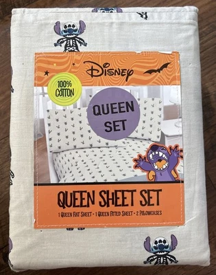 Disney стежок скелет простыни комплект королева размер 100% хлопок 4 изделия новый в упаковке - Изображение 1 из 2