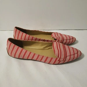 Talbots Francesca Damen rot weiß gestreift spitz zulaufend Halbschuhe flache Schuhe Größe 7,5 - Bild 1 von 11
