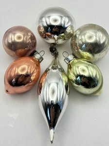 6 Vintage Pastel Coloured Mercury Glass Christmas Tree Baubles - Picture 1 of 14