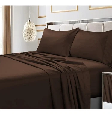 200 thread Count Poly Cotton Percale Sheet set - Chocolate - 15" drop - Image 1 of 2