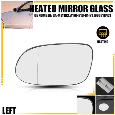 Mirror Glass For 1998-2002 Mercedes Benz CLK320 Heated Driver Side GA-ME1103 V - Image 1 of 4