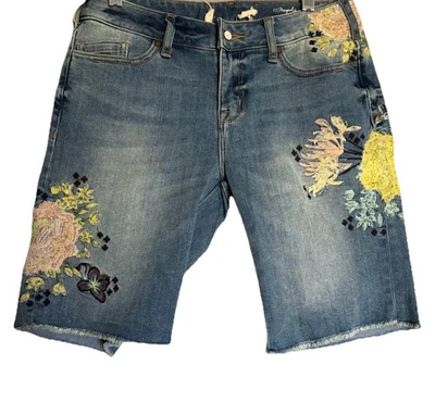 Pantalones Cortos de Jean Sundance Denim para Mujer 27 Bordados Florales Boho Cottage Magnolia Foto 1 de 4