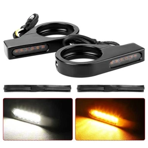 Abrazadera de horquilla ámbar para motocicleta LED 39-41mm luces intermitentes para Sportster - Imagen 1 de 12