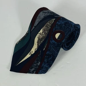 Karl Lagerfeld 100% Silk Neck Tie Blue/Burgundy Abstract 3.75”  - Picture 1 of 4