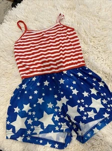 Red White & Blue Stars & Stripes Girls Romper Size 6 - Picture 1 of 2