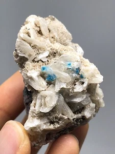 2,2 OZ Cavansita + Heulandita Blanca Espécimen India Cristal Azul Reiki Curación N51 - Imagen 1 de 12