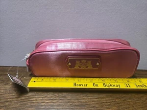 Juicy Couture Cosmetic Bag NWT Satin Pink With Gold Metal Logo And Zipper - Picture 1 of 1