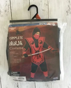 Boys Red Ninja 7 Pc Halloween Cosplay Pretend Dress Up Costume Med 8 - Picture 1 of 5