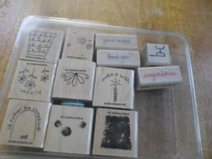 12 Wood Rubber Stamps Rubber Stampede,Stampin Up 1-1.5" most new,You're invited+ - Picture 1 of 2
