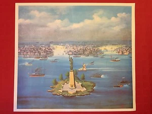VEDUTA di NEW YORK STAMPA A COLORI - RIPRODUZIONE di GOUACHE della FINE del 1800 - Bild 1 von 1