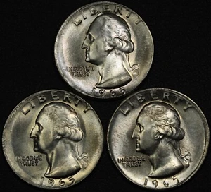 Lot of 3x BROADSTRUCK Mint Error 1965 George Washington Quarters 25C Three Coins - Picture 1 of 3