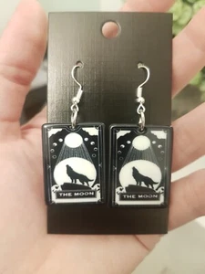 Alternative horror Halloween jewellery earrings witch TAROT CARD The Moon - Picture 1 of 1