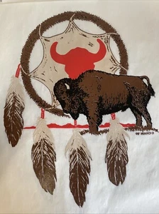 Vintage 1989 Indianer Büffel Traumfänger Bügelbild T-Shirt Wärmeübertragung - Bild 1 von 5