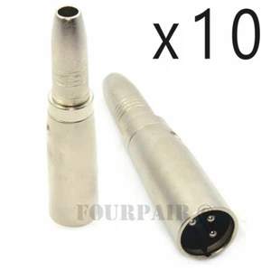 10 Pack XLR 3-Pin Male to 1/4" Stereo TRS Female Jack Audio Cable Mic Adapter - Picture 1 of 2