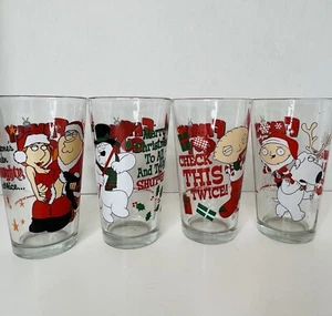 FAMILY GUY T.V. Show Set  OF 4  CHRISTMAS  DRINKING GLASSES - Picture 1 of 10