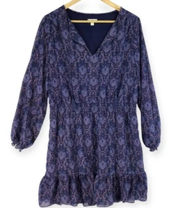 Charming Charlie Vestito Donna Grande Babydoll Flouncy Gorpcore Blu Viola Increspato - Foto 1 di 18