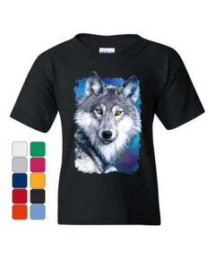White Wolf Head Youth T-Shirt Into the Wild Wildlife Howl Wolf Pack Kids Tee - Picture 1 of 8
