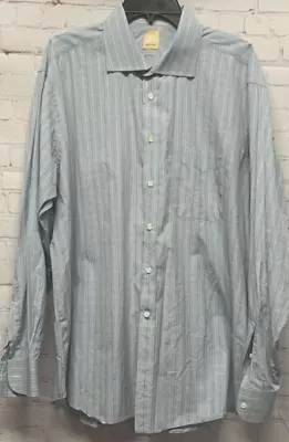 IKE BEHAR Long Sleeve Button Dress Shirt Blue Check 18-L Long Men - Image 1 of 4