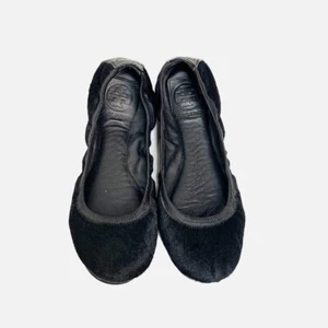 Tory Burch Eddie w/Binding- Haircalf/Mestico in Black Ballet Flats Women’s 6.5 M - Picture 1 of 11