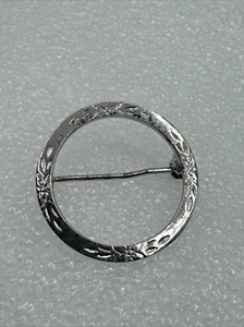 Vintage Sterling Silber 25 mm Design Kreis Brosche Anstecknadel - Bild 1 von 7