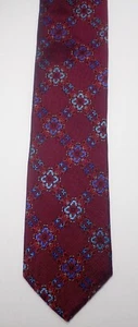 XMI RED w/ MULTI-COLOR WOVEN FLORAL GEOMETRIC 100% ROFFE SILK NECK TIE USA 60.5" - Picture 1 of 10
