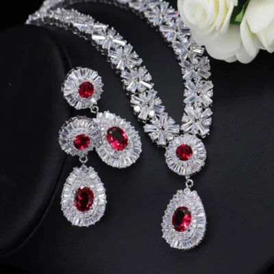 18k Gold CZ Snowflake Earrings Necklace for Brides Wedding Costume Jewelry Set - Изображение 1 из 4