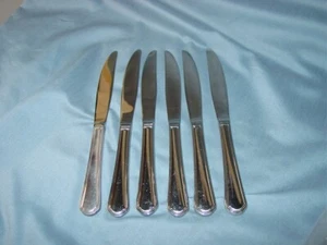 6 Reed & Barton Clovelly Silverplate Stainless Dinner Knives - Picture 1 of 3