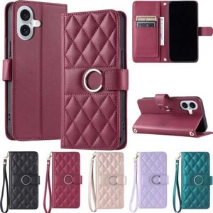 For iPhone 16 15 14 13 12 11 X XR SE 7 8 Magnetic Flip Wallet Leather Case Cover - Picture 1 of 46