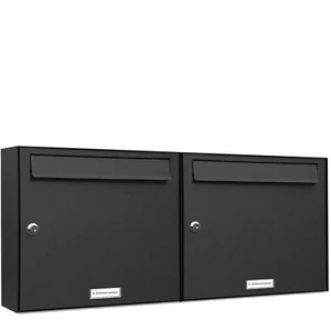 2er Premium Briefkasten Anthrazit RAL Farbe 7016 für Außen Wand Postkasten 2x1 - Bild 1 von 4