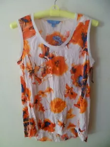 Simply Vera Vera Wang ärmelloses Tanktop Damen geblümt orange/Boot-Ausschnitt Gr. S - Bild 1 von 7