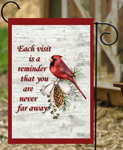Each Visit Is A Reminder That You Are Never Far Away Garden Flag * Double Sided - Picture 1 of 1